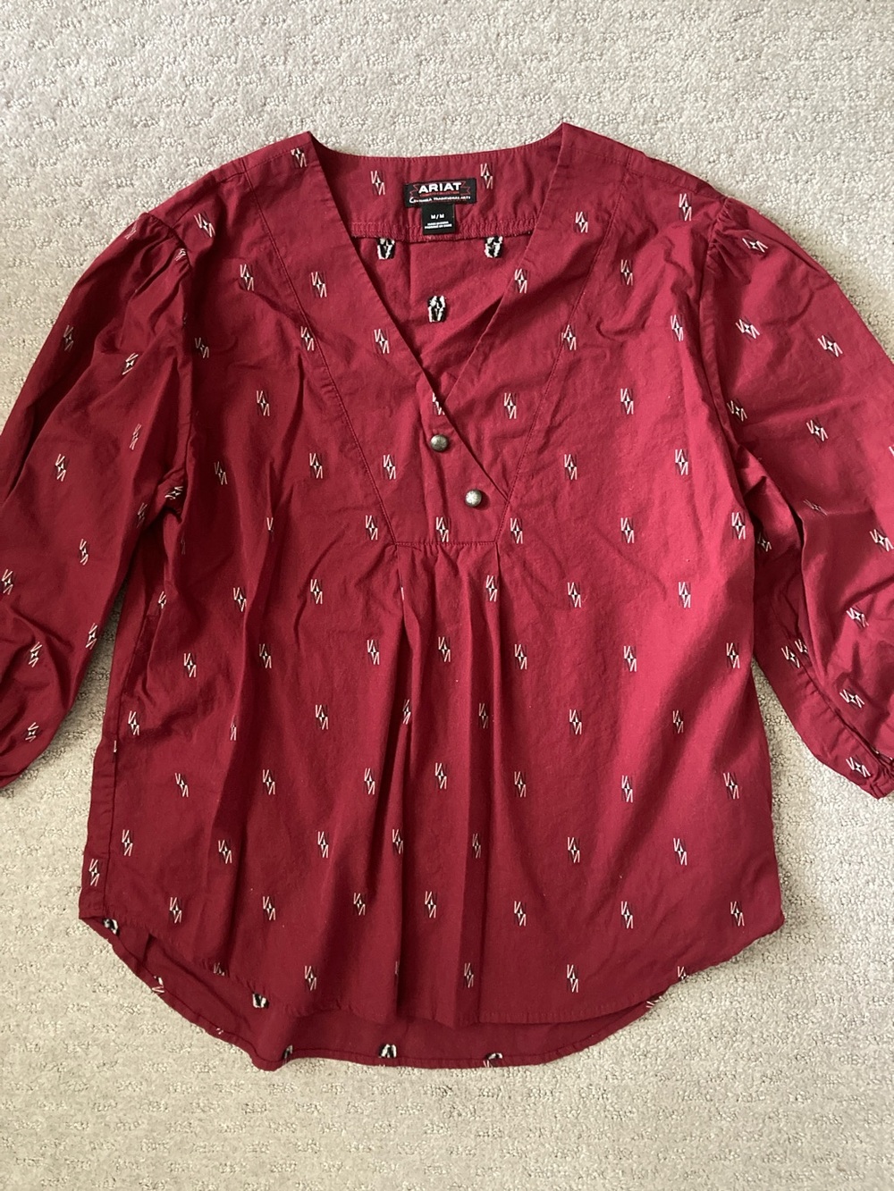 Ariat Chimayo Collection red blouse, Sz Medium.
